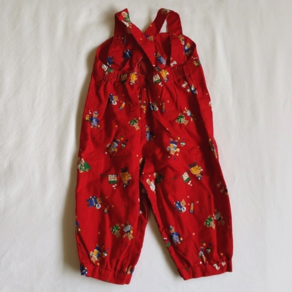 handmade vintage style bear print overalls jumpsuit 6 months baby unisex - Picture 5 of 10